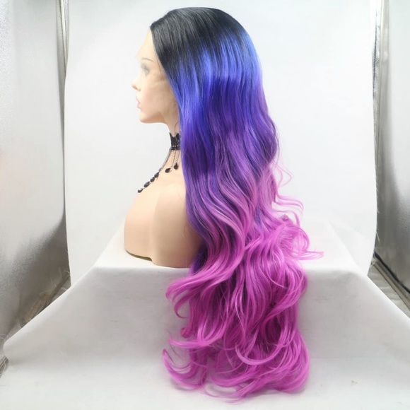 💫22” PURPLE OMBRÉ BODY WAVY  LACEFRONT WIG *NEW* - Picture 3 of 5